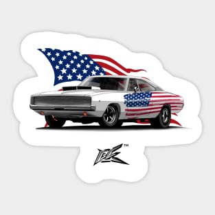 dodge charger 68 american flag Sticker